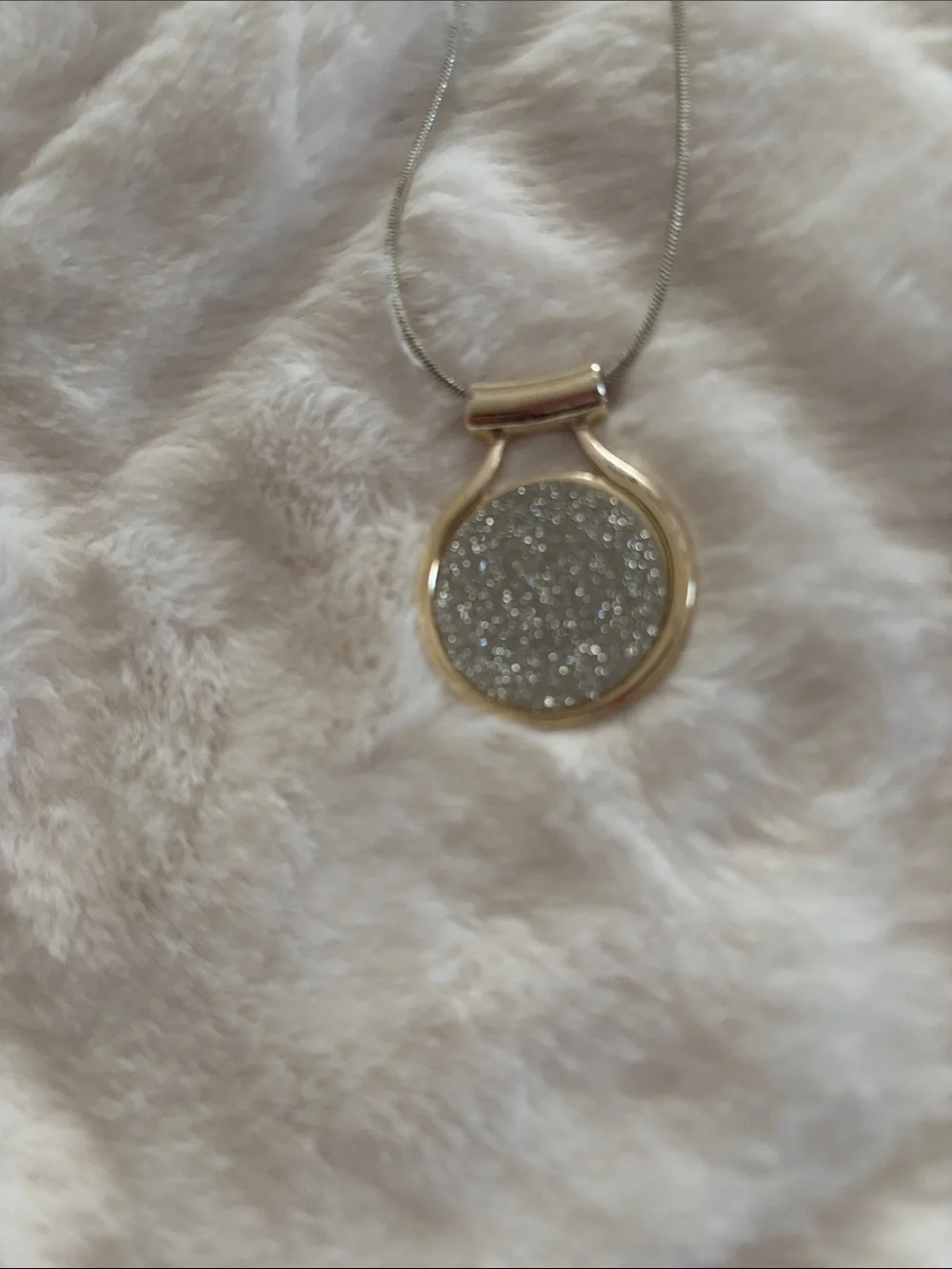 Silver Glitter Pendant Necklace - Women Jewelry